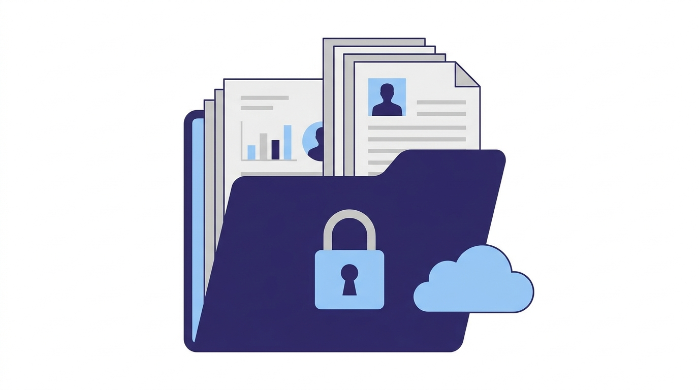Dossiers RH numériques sécurisés dans le cloud, symbolisant la protection des données du personnel